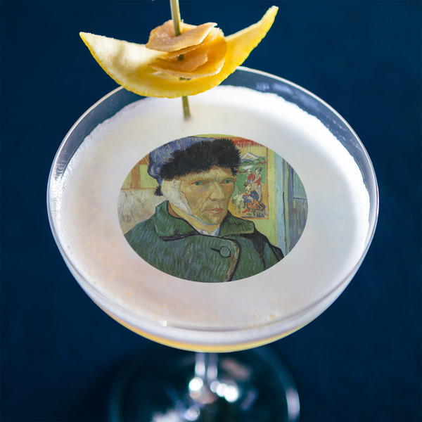 Van Gogh's Self Portrait with Bandaged Ear Printed Drink Topper - Medium - In Context