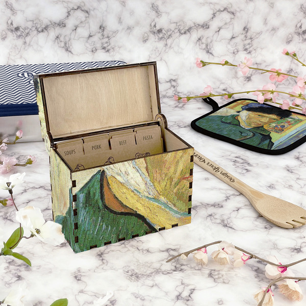Van Gogh's Self Portrait with Bandaged Ear Recipe Box - Full Color - In Context