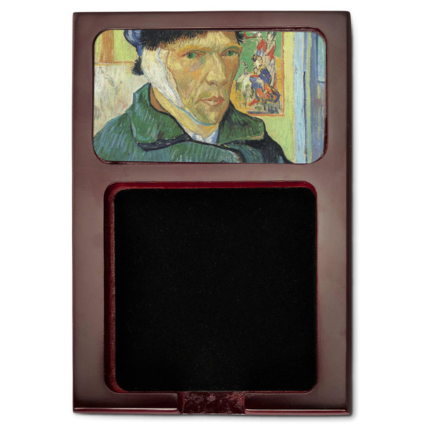 Van Gogh's Self Portrait with Bandaged Ear Red Mahogany Sticky Note Holder - Flat