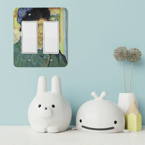Van Gogh's Self Portrait with Bandaged Ear Rocker Light Switch Covers - Double - IN CONTEXT
