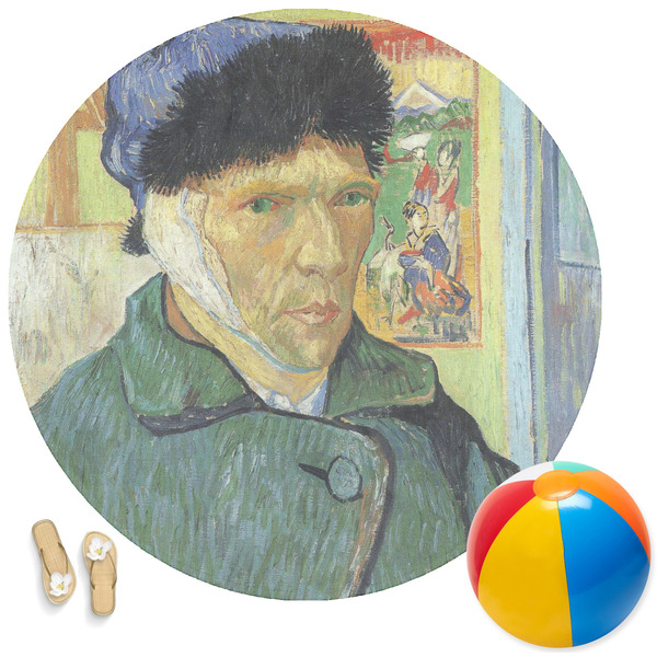 Custom Van Gogh's Self Portrait with Bandaged Ear Round Beach Towel