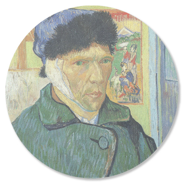 Custom Van Gogh's Self Portrait with Bandaged Ear Round Rubber Backed Coaster