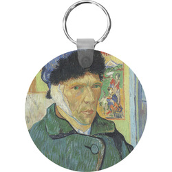 Van Gogh's Self Portrait with Bandaged Ear Round Plastic Keychain