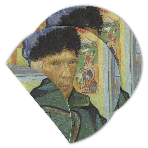 Custom Van Gogh's Self Portrait with Bandaged Ear Round Linen Placemat - Double Sided - Set of 4