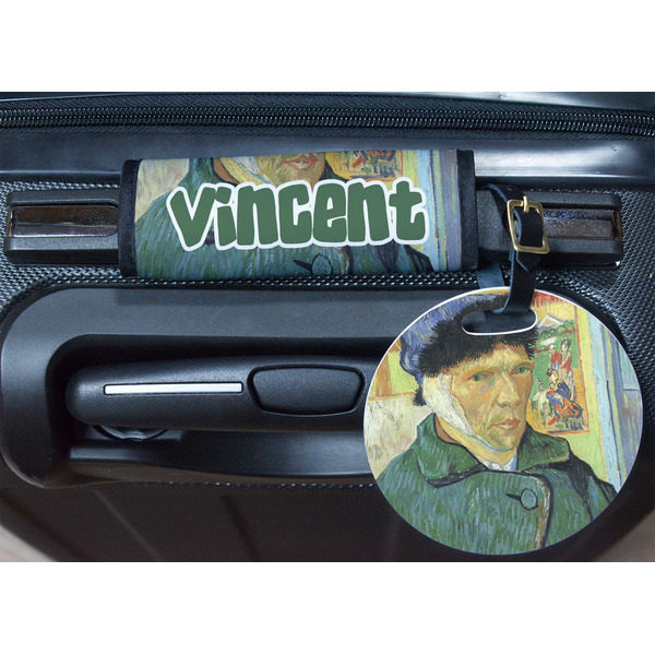Van Gogh's Self Portrait with Bandaged Ear Round Luggage Tag & Handle Wrap - In Context