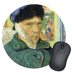 Van Gogh's Self Portrait with Bandaged Ear Round Mouse Pad