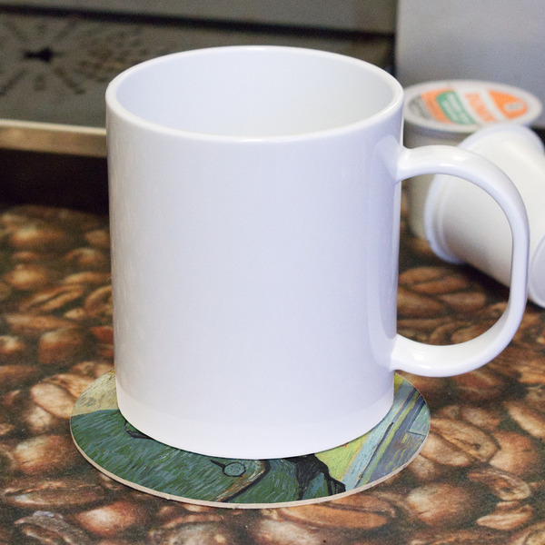 Van Gogh's Self Portrait with Bandaged Ear Round Paper Coaster - With Mug