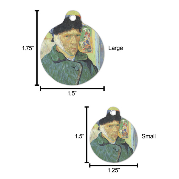 Van Gogh's Self Portrait with Bandaged Ear Round Pet ID Tag - Comparison Scale