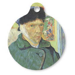 Van Gogh's Self Portrait with Bandaged Ear Round Pet ID Tag