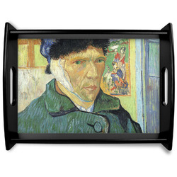 Van Gogh's Self Portrait with Bandaged Ear Black Wooden Tray - Large