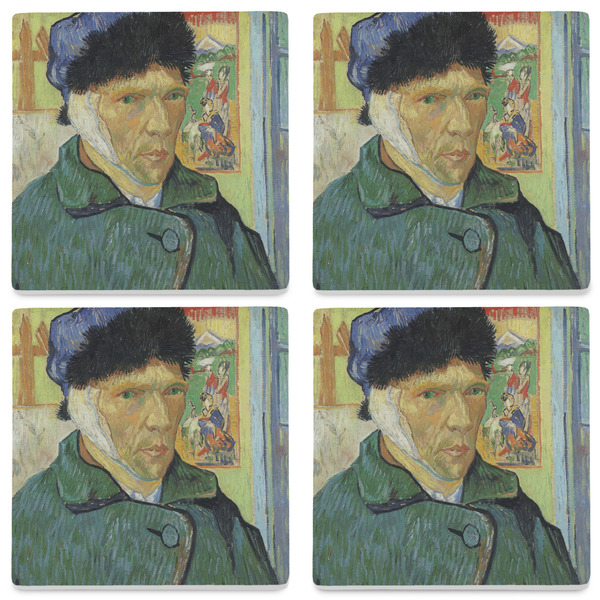 Van Gogh's Self Portrait with Bandaged Ear Set of 4 Stone Coasters - See All 4 View
