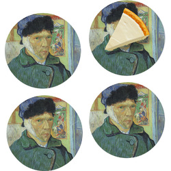 Van Gogh's Self Portrait with Bandaged Ear Set of 4 Glass Appetizer / Dessert Plate 8"