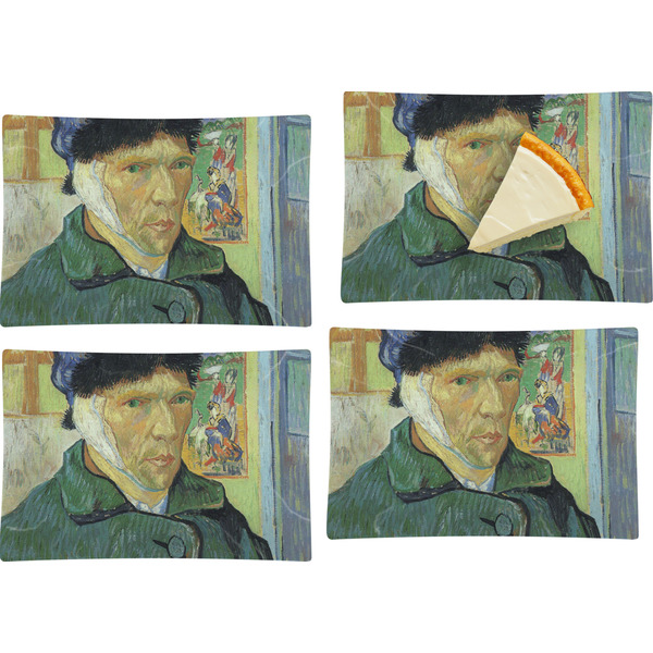 Custom Van Gogh's Self Portrait with Bandaged Ear Set of 4 Glass Rectangular Appetizer / Dessert Plate