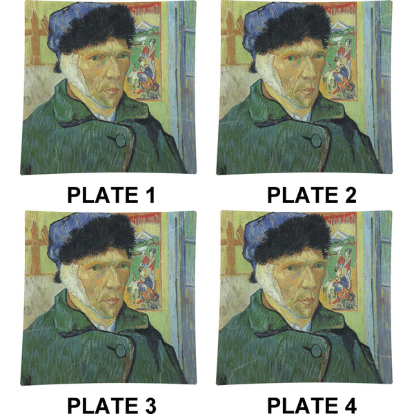 Van Gogh's Self Portrait with Bandaged Ear Set of Square Dinner Plates (Approval)