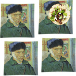Van Gogh's Self Portrait with Bandaged Ear Set of 4 Glass Square Lunch / Dinner Plate 9.5"