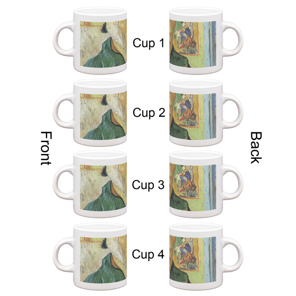 Van Gogh's Self Portrait with Bandaged Ear Single Shot Espresso Cup - Set of 4 - Front & Back