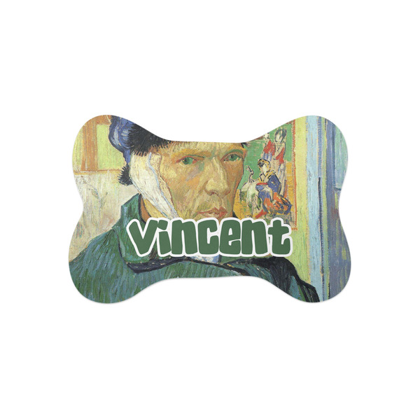 Custom Van Gogh's Self Portrait with Bandaged Ear Bone Shaped Dog Food Mat (Small)