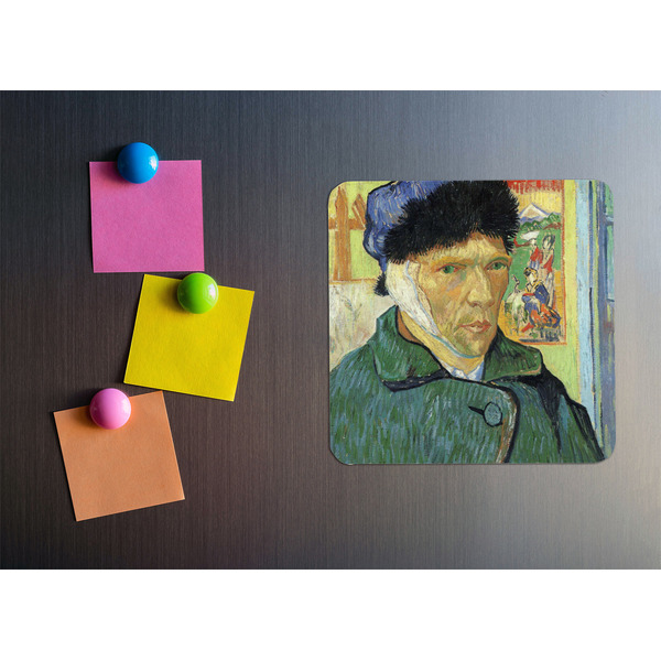 Van Gogh's Self Portrait with Bandaged Ear Square Fridge Magnet - LIFESTYLE