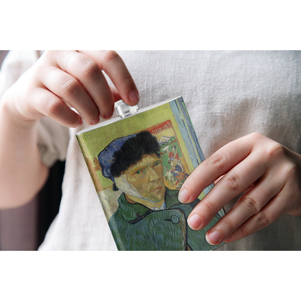 Van Gogh's Self Portrait with Bandaged Ear Stainless Steel Flask - LIFESTYLE 1