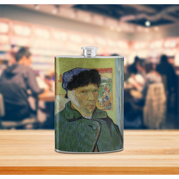 Van Gogh's Self Portrait with Bandaged Ear Stainless Steel Flask - LIFESTYLE 2