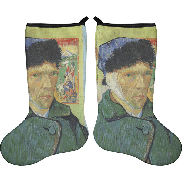 Custom Van Gogh's Self Portrait with Bandaged Ear Holiday Stocking - Double-Sided - Neoprene
