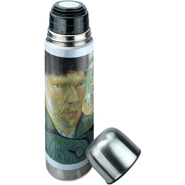 Van Gogh's Self Portrait with Bandaged Ear Thermos - Lid Off