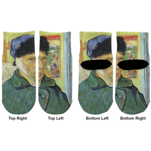 Van Gogh's Self Portrait with Bandaged Ear Toddler Ankle Socks - Double Pair - Front and Back - Apvl