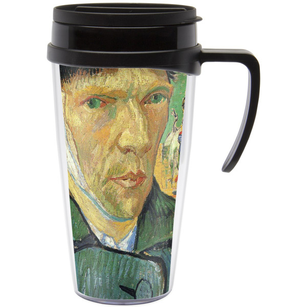 Custom Van Gogh's Self Portrait with Bandaged Ear Acrylic Travel Mug with Handle