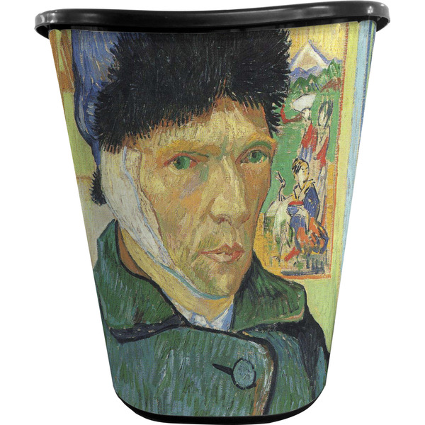 Van Gogh's Self Portrait with Bandaged Ear Waste Basket - Black - Front