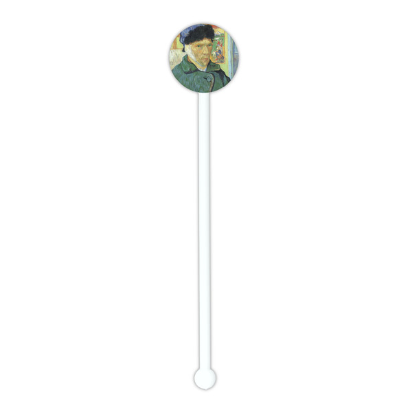 Van Gogh's Self Portrait with Bandaged Ear White Plastic 5.5" Stir Stick - Round - Single Stick