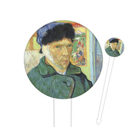 Van Gogh's Self Portrait with Bandaged Ear 6" Round Plastic Food Picks - White - Double Sided
