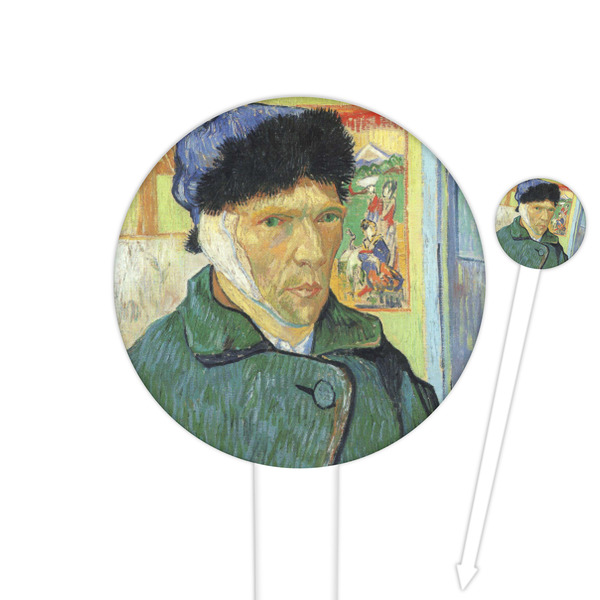 Custom Van Gogh's Self Portrait with Bandaged Ear 6" Round Plastic Food Picks - White - Single Sided