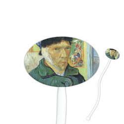 Van Gogh's Self Portrait with Bandaged Ear 7" Oval Plastic Stir Sticks - White - Single Sided