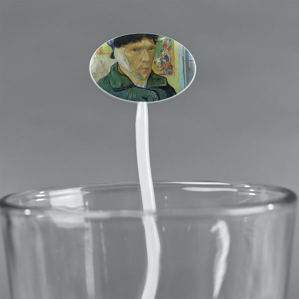 Van Gogh's Self Portrait with Bandaged Ear White Plastic 7" Stir Stick - Oval - Main