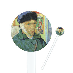 Van Gogh's Self Portrait with Bandaged Ear 7" Round Plastic Stir Sticks - White - Double Sided