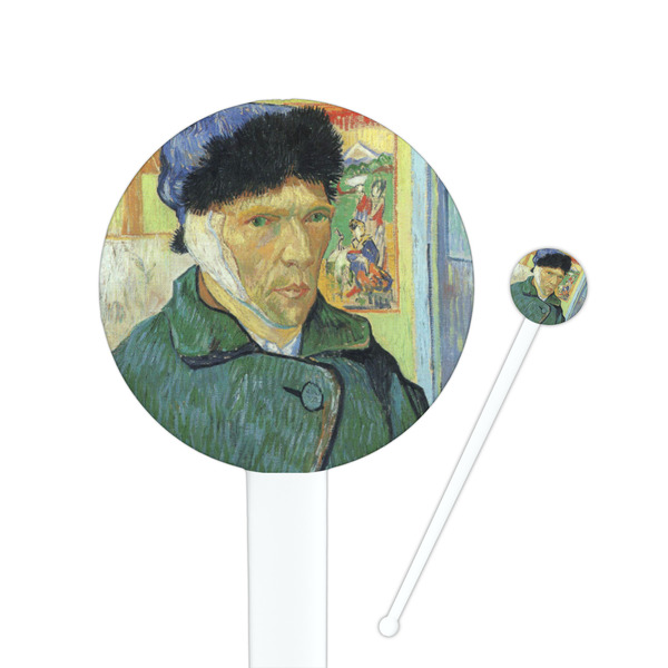 Custom Van Gogh's Self Portrait with Bandaged Ear 7" Round Plastic Stir Sticks - White - Single Sided