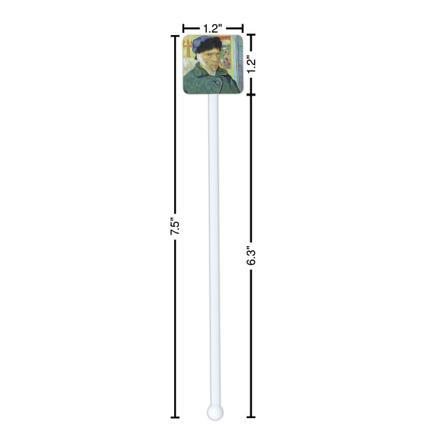 Van Gogh's Self Portrait with Bandaged Ear White Plastic Stir Stick - Square - Dimensions