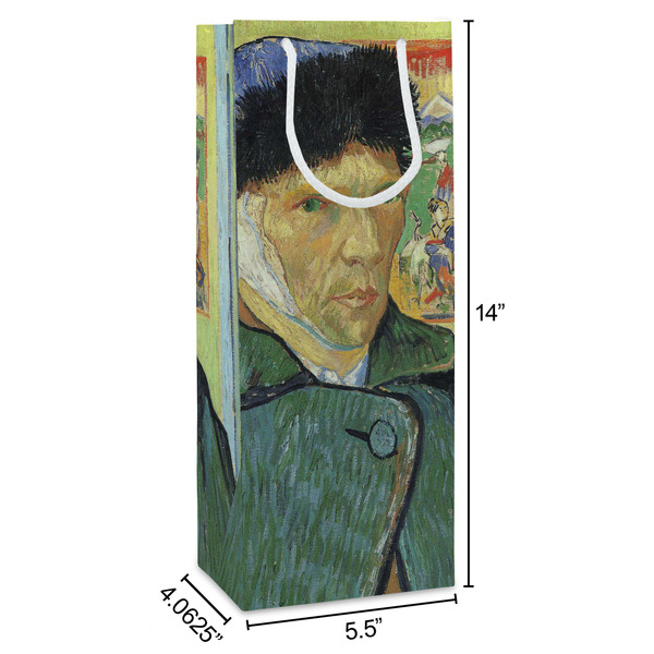 Van Gogh's Self Portrait with Bandaged Ear Wine Gift Bag - Dimensions