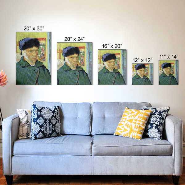 Van Gogh's Self Portrait with Bandaged Ear Wood Prints - Size Comparison