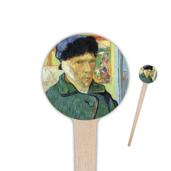 Custom Van Gogh's Self Portrait with Bandaged Ear 4" Round Wooden Food Picks - Single Sided