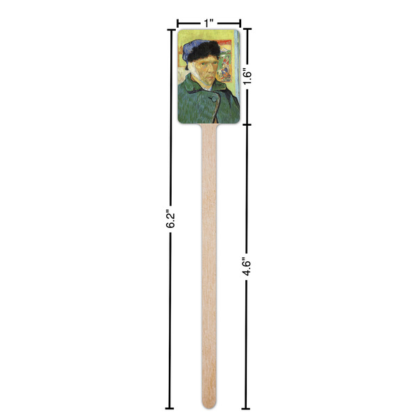 Van Gogh's Self Portrait with Bandaged Ear Wooden 6.25" Stir Stick - Rectangular - Dimensions