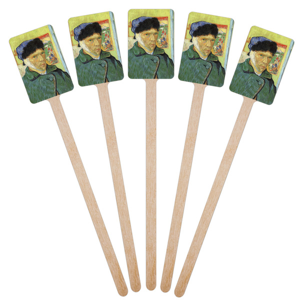 Van Gogh's Self Portrait with Bandaged Ear Wooden 6.25" Stir Stick - Rectangular - Fan View