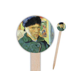Van Gogh's Self Portrait with Bandaged Ear 6" Round Wooden Food Picks - Single Sided