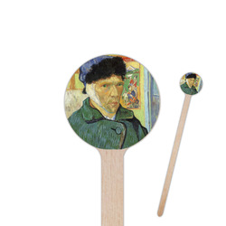 Van Gogh's Self Portrait with Bandaged Ear 6" Round Wooden Stir Sticks - Double Sided