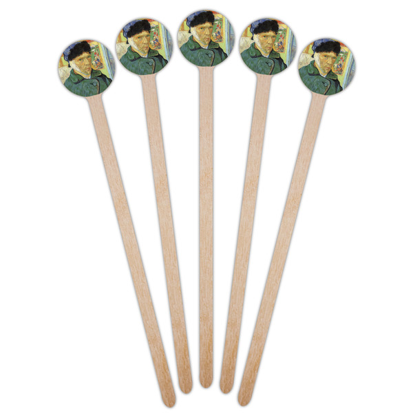 Van Gogh's Self Portrait with Bandaged Ear Wooden 7.5" Stir Stick - Round - Fan View