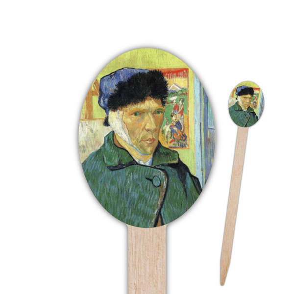 Custom Van Gogh's Self Portrait with Bandaged Ear Oval Wooden Food Picks - Double Sided