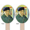 Van Gogh's Self Portrait with Bandaged Ear Wooden Food Pick - Oval - Double Sided - Front & Back