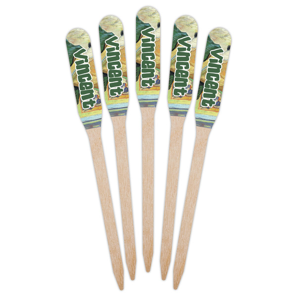 Van Gogh's Self Portrait with Bandaged Ear Wooden Food Pick - Paddle - Fan View