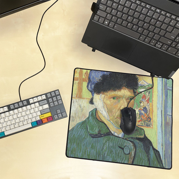 Van Gogh's Self Portrait with Bandaged Ear XL Gaming Mouse Pads - 18" x 16"s - Lifestyle