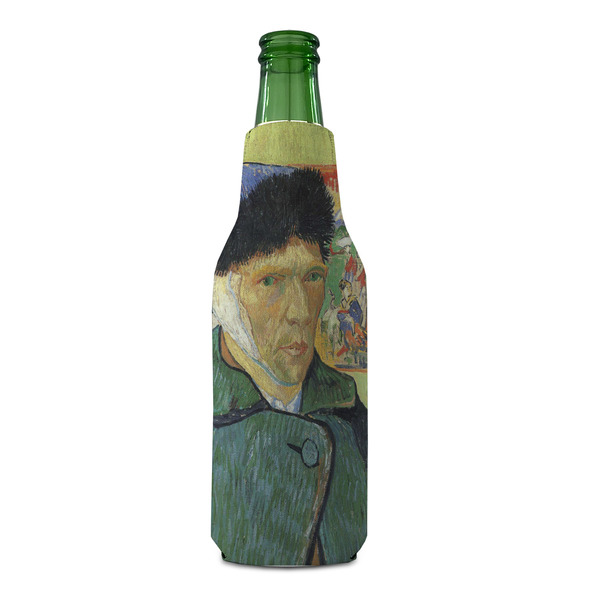 Van Gogh's Self Portrait with Bandaged Ear Zipper Bottle Cooler - FRONT (bottle)